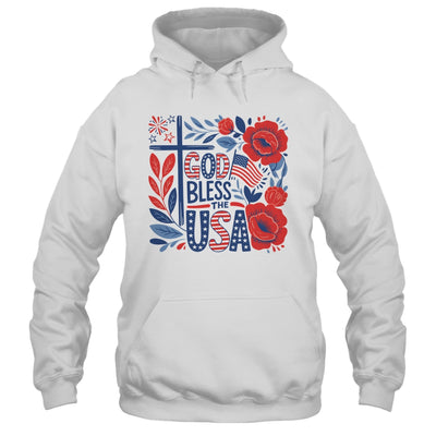 Retro Boho Floral God Bless The USA Christian 4th Of July Shirt & Tank Top | teecentury