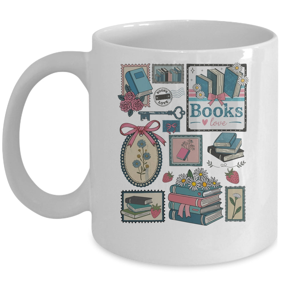 Retro Bookish Love Reading Book Librarian Coquette Flower Mug | teecentury