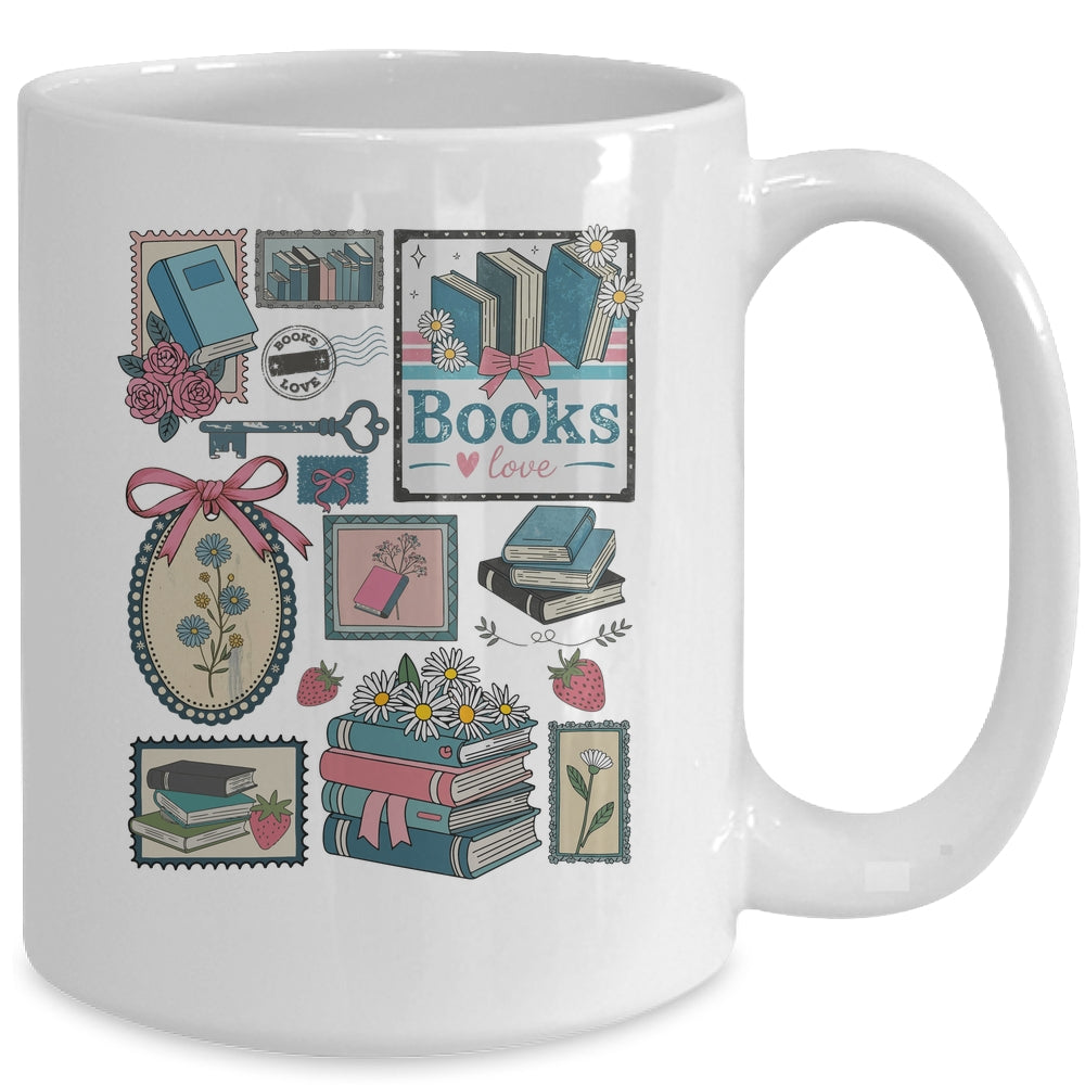 Retro Bookish Love Reading Book Librarian Coquette Flower Mug | teecentury