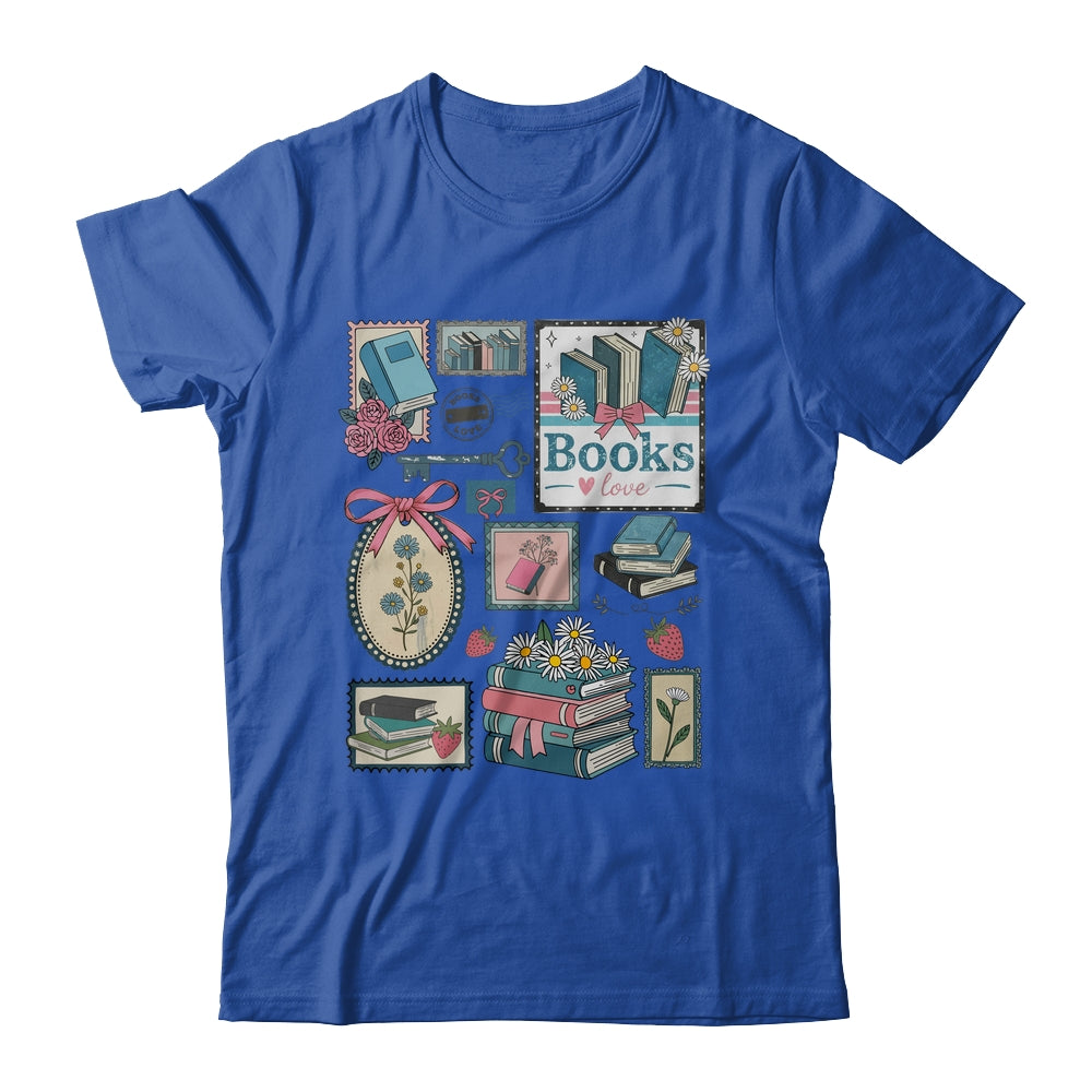 Retro Bookish Love Reading Book Librarian Coquette Flower Shirt & Tank Top | teecentury