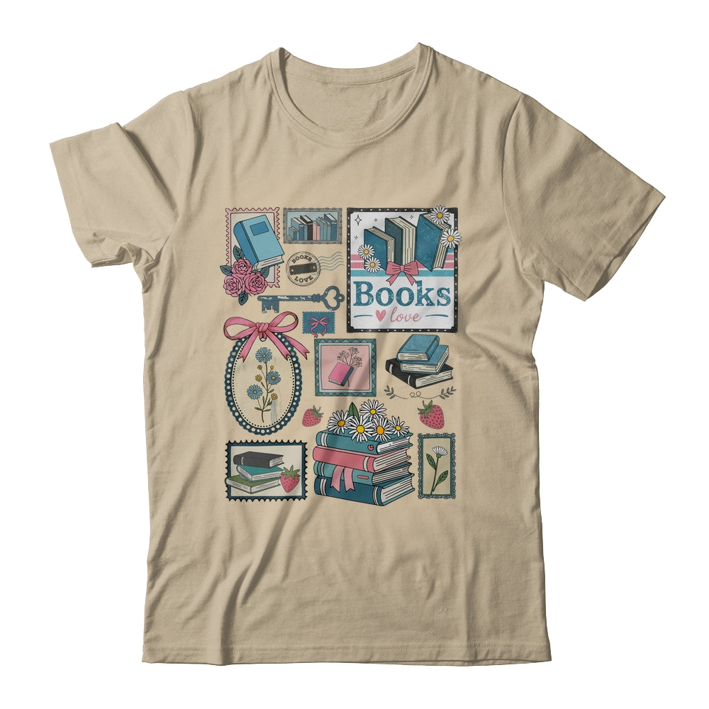Retro Bookish Love Reading Book Librarian Coquette Flower Shirt & Tank Top | teecentury