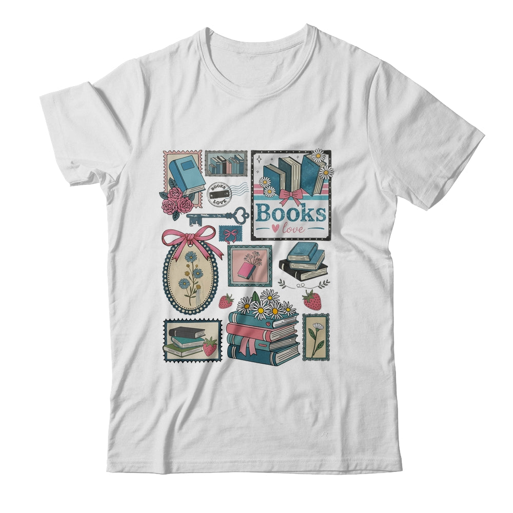 Retro Bookish Love Reading Book Librarian Coquette Flower Shirt & Tank Top | teecentury