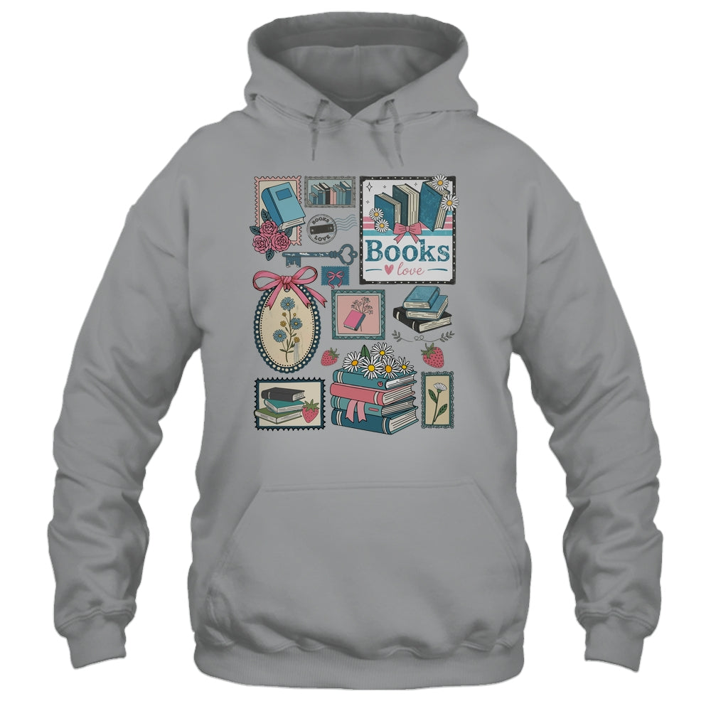 Retro Bookish Love Reading Book Librarian Coquette Flower Shirt & Tank Top | teecentury