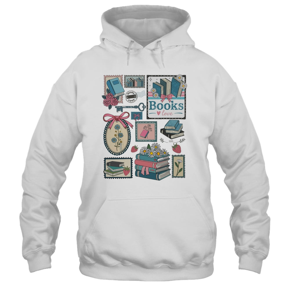 Retro Bookish Love Reading Book Librarian Coquette Flower Shirt & Tank Top | teecentury