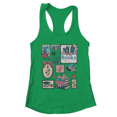 Retro Bookish Love Reading Book Librarian Coquette Flower Shirt & Tank Top | teecentury