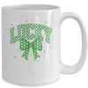Retro Checkered Lucky St Patrick's Day Coquette Bow Girls Mug | teecentury