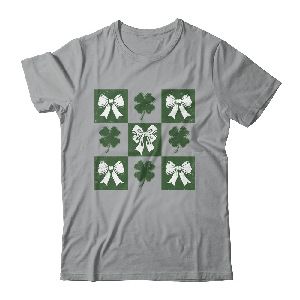 Retro Checkered St Patrick's Day Coquette Lucky Shamrock Shirt & Tank Top | teecentury