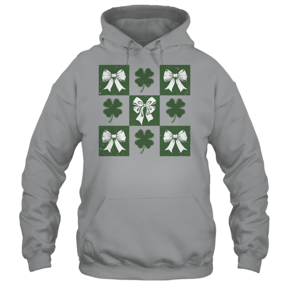 Retro Checkered St Patrick's Day Coquette Lucky Shamrock Shirt & Tank Top | teecentury