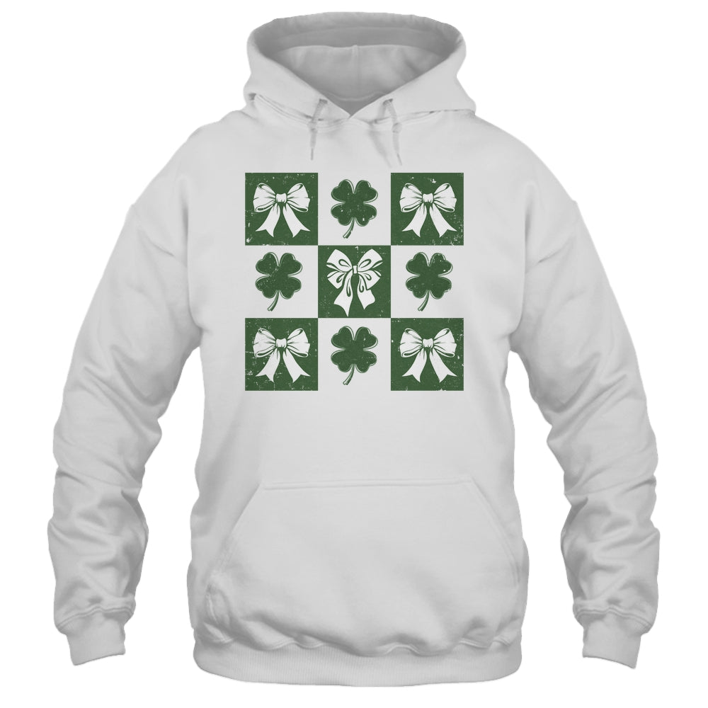 Retro Checkered St Patrick's Day Coquette Lucky Shamrock Shirt & Tank Top | teecentury