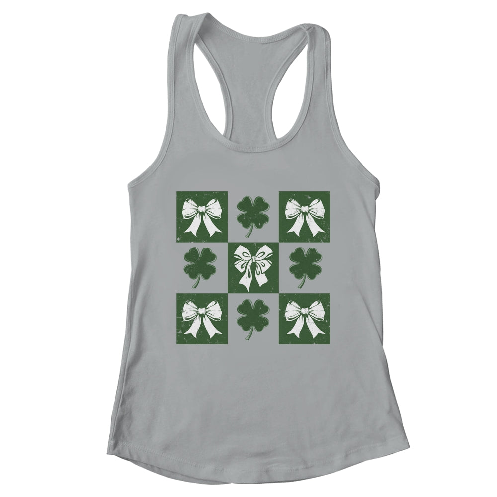 Retro Checkered St Patrick's Day Coquette Lucky Shamrock Shirt & Tank Top | teecentury