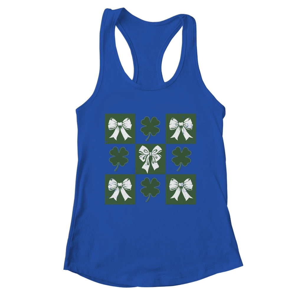 Retro Checkered St Patrick's Day Coquette Lucky Shamrock Shirt & Tank Top | teecentury