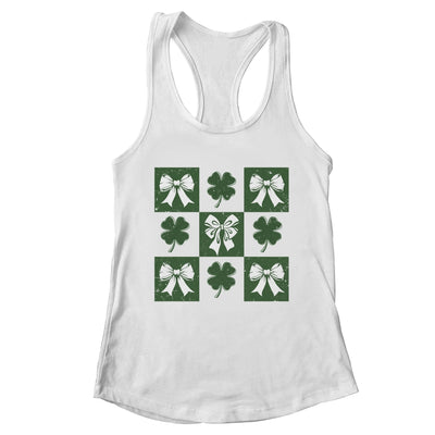 Retro Checkered St Patrick's Day Coquette Lucky Shamrock Shirt & Tank Top | teecentury