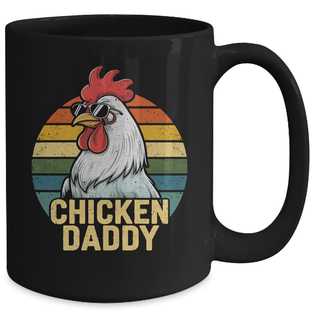 Retro Chicken Daddy Vintage 70s Retro Funny Farm Chicken Dad Mug | teecentury