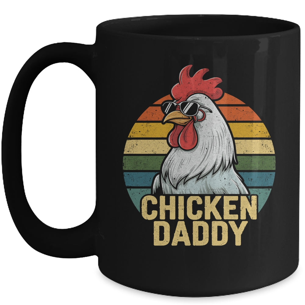 Retro Chicken Daddy Vintage 70s Retro Funny Farm Chicken Dad Mug | teecentury