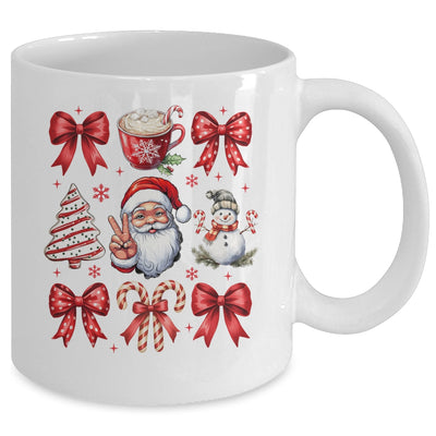 Retro Christmas Coquette Christmas Santa Candy Cane Bow Mug | teecentury