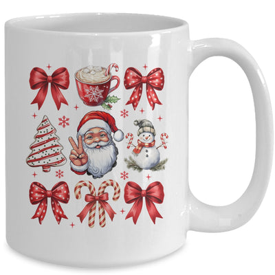 Retro Christmas Coquette Christmas Santa Candy Cane Bow Mug | teecentury