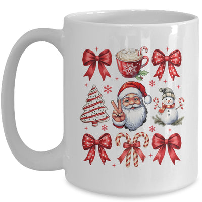 Retro Christmas Coquette Christmas Santa Candy Cane Bow Mug | teecentury