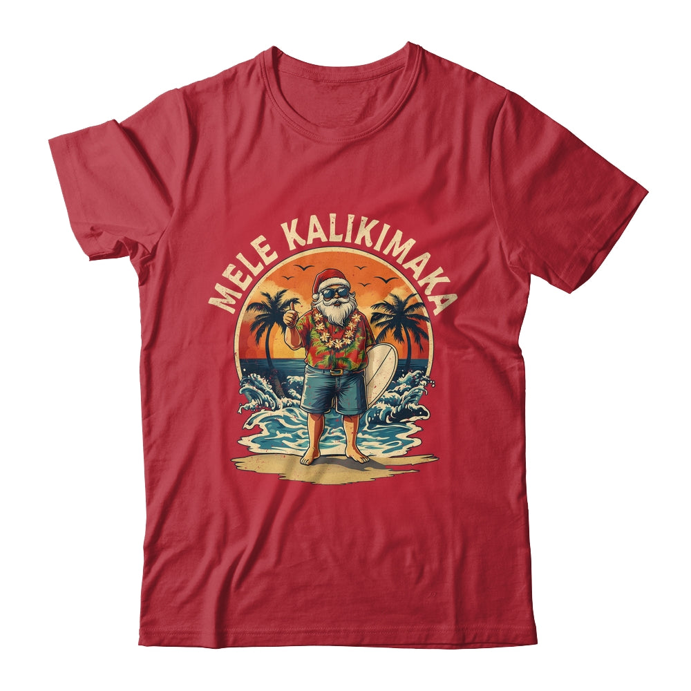 Retro Christmas Surf Mele Kalikimaka Santa Claus Hawaii Shirt & Sweatshirt | teecentury