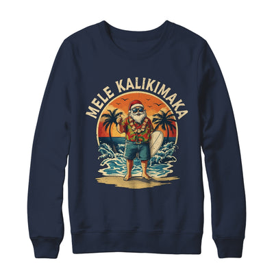 Retro Christmas Surf Mele Kalikimaka Santa Claus Hawaii Shirt & Sweatshirt | teecentury