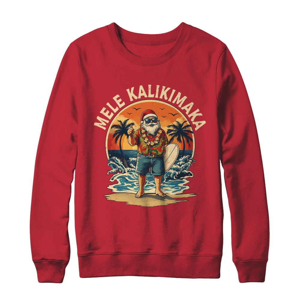 Retro Christmas Surf Mele Kalikimaka Santa Claus Hawaii Shirt & Sweatshirt | teecentury