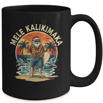 Retro Christmas Surf Mele Kalikimaka Santa Claus Hawaii Mug | teecentury