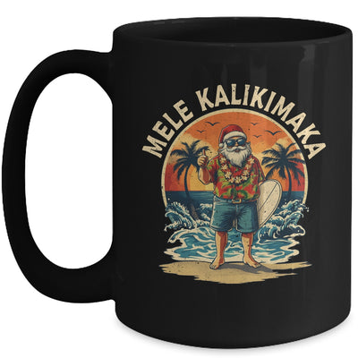 Retro Christmas Surf Mele Kalikimaka Santa Claus Hawaii Mug | teecentury