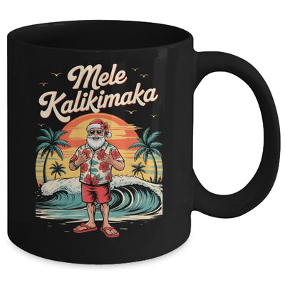 Retro Christmas Surf Mele Kalikimaka Santa Shaka Sign Hawaii Mug | teecentury