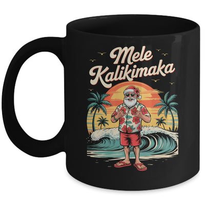 Retro Christmas Surf Mele Kalikimaka Santa Shaka Sign Hawaii Mug | teecentury