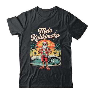 Retro Christmas Surf Mele Kalikimaka Santa Shaka Sign Hawaii Shirt & Sweatshirt | teecentury