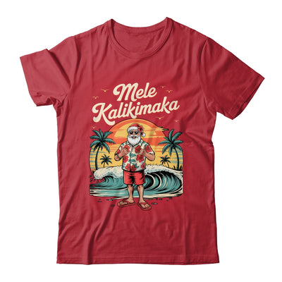 Retro Christmas Surf Mele Kalikimaka Santa Shaka Sign Hawaii Shirt & Sweatshirt | teecentury