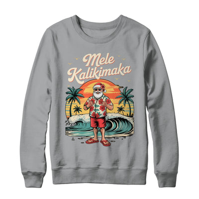 Retro Christmas Surf Mele Kalikimaka Santa Shaka Sign Hawaii Shirt & Sweatshirt | teecentury