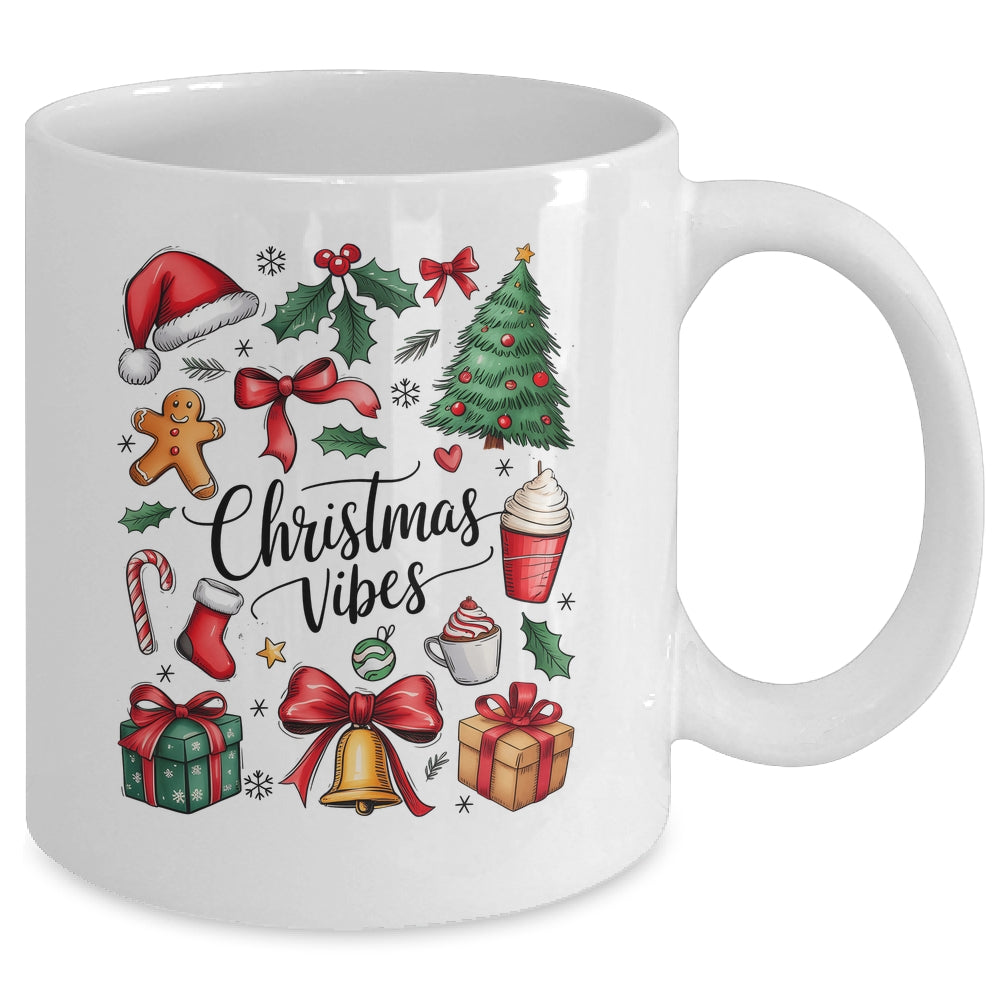 Retro Christmas Tree Hot Chocolate Coquette Preppy Bow Santa Mug | teecentury