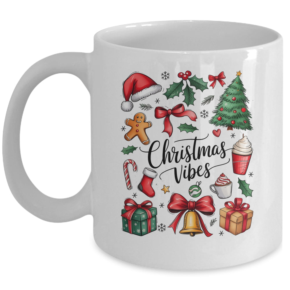 Retro Christmas Tree Hot Chocolate Coquette Preppy Bow Santa Mug | teecentury