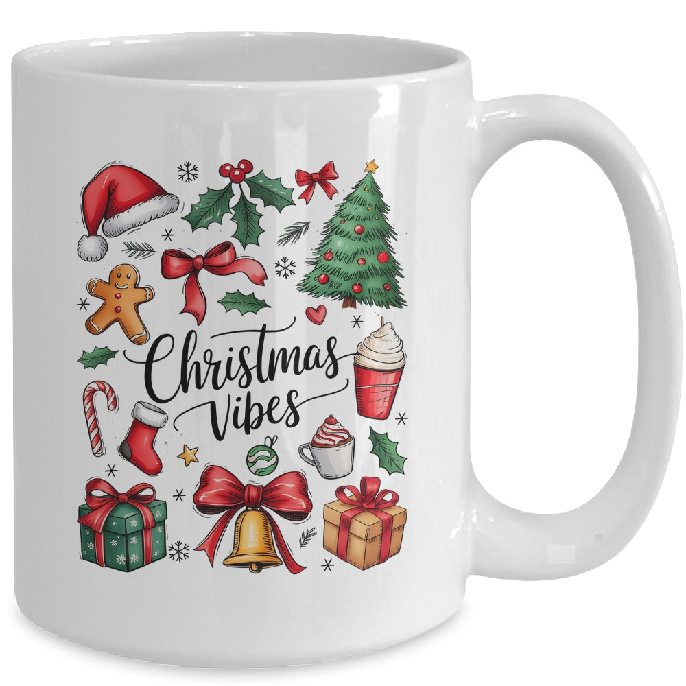 Retro Christmas Tree Hot Chocolate Coquette Preppy Bow Santa Mug | teecentury