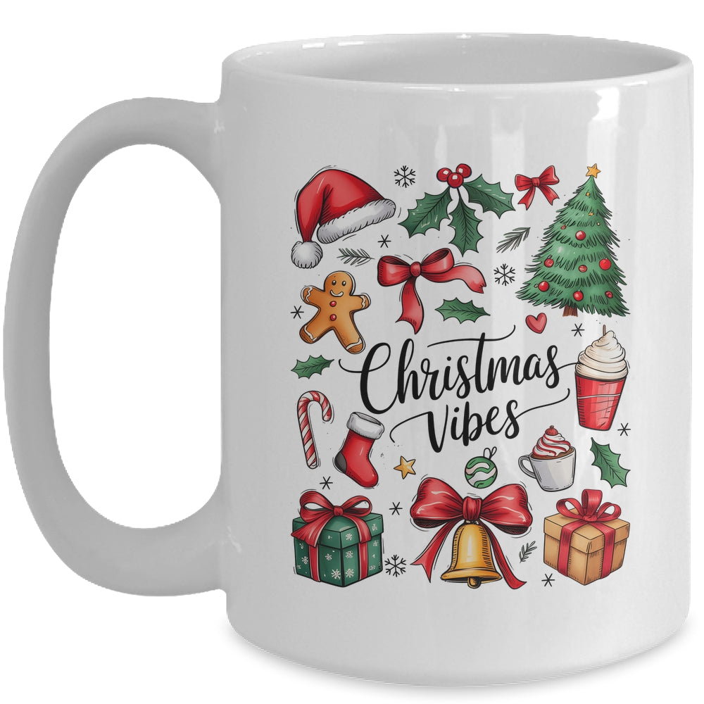 Retro Christmas Tree Hot Chocolate Coquette Preppy Bow Santa Mug | teecentury