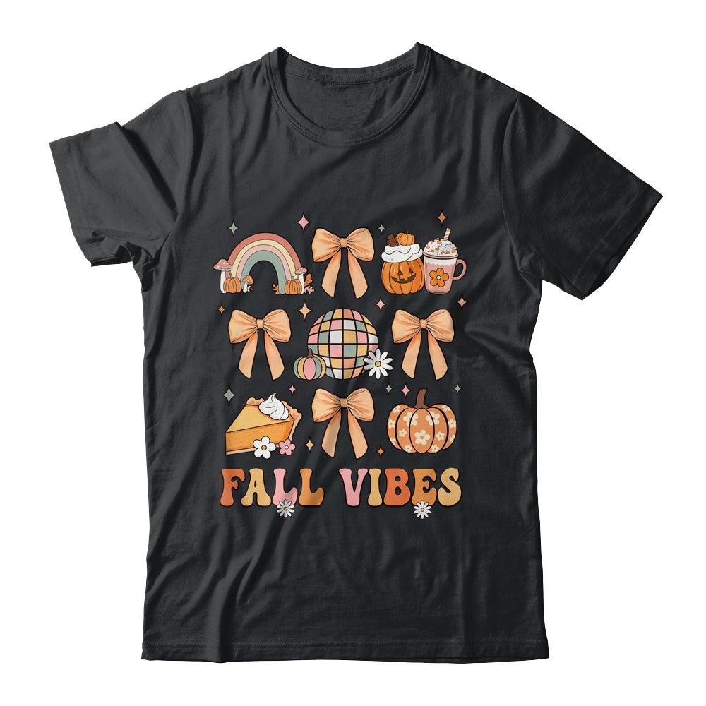 Retro Coffee Fall Vibes Autumn Coquette Pumpkin Thanksgiving Shirt & Sweatshirt | teecentury