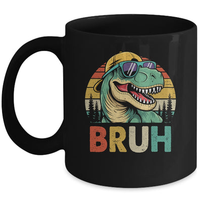 Retro Cool Dino BRUH Meme Funny Dinosaur T-Rex Vintage Mug | teecentury