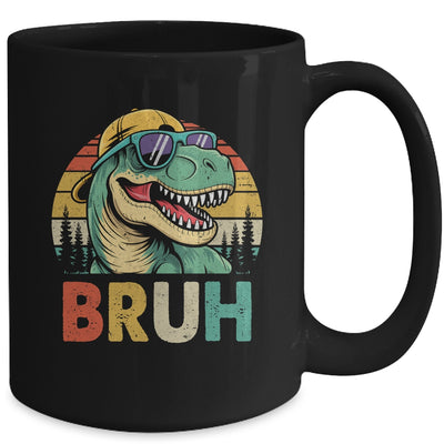Retro Cool Dino BRUH Meme Funny Dinosaur T-Rex Vintage Mug | teecentury
