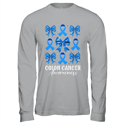 Retro Coquette Bow Blue Ribbon Colon Cancer Awareness Woman Shirt & Hoodie | teecentury