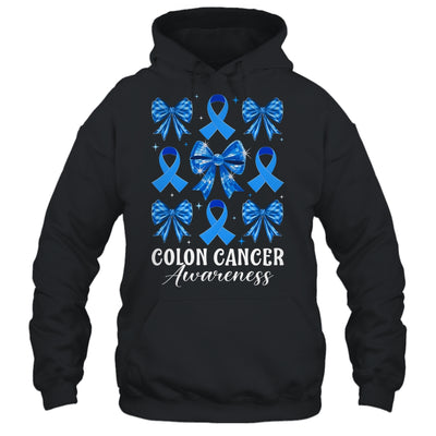 Retro Coquette Bow Blue Ribbon Colon Cancer Awareness Woman Shirt & Hoodie | teecentury