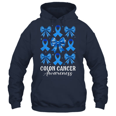 Retro Coquette Bow Blue Ribbon Colon Cancer Awareness Woman Shirt & Hoodie | teecentury