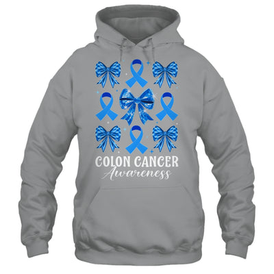 Retro Coquette Bow Blue Ribbon Colon Cancer Awareness Woman Shirt & Hoodie | teecentury