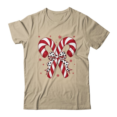 Retro Coquette Bow Candy Cane Christmas Season Women Girl Shirt & Sweatshirt | teecentury