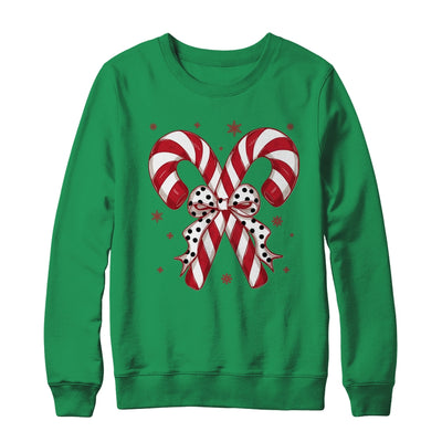 Retro Coquette Bow Candy Cane Christmas Season Women Girl Shirt & Sweatshirt | teecentury