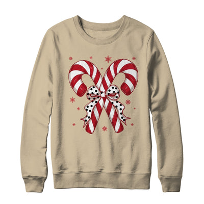 Retro Coquette Bow Candy Cane Christmas Season Women Girl Shirt & Sweatshirt | teecentury