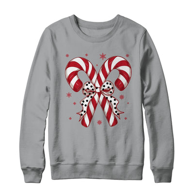 Retro Coquette Bow Candy Cane Christmas Season Women Girl Shirt & Sweatshirt | teecentury