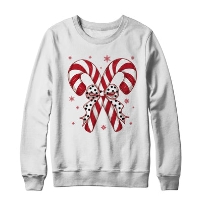 Retro Coquette Bow Candy Cane Christmas Season Women Girl Shirt & Sweatshirt | teecentury