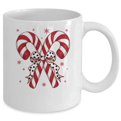 Retro Coquette Bow Candy Cane Christmas Season Women Girl Mug | teecentury
