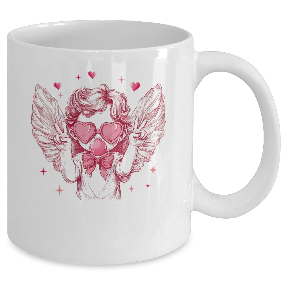 Retro Cupid Valentine Blowing Bubble Vintage Valentines Day Mug | teecentury