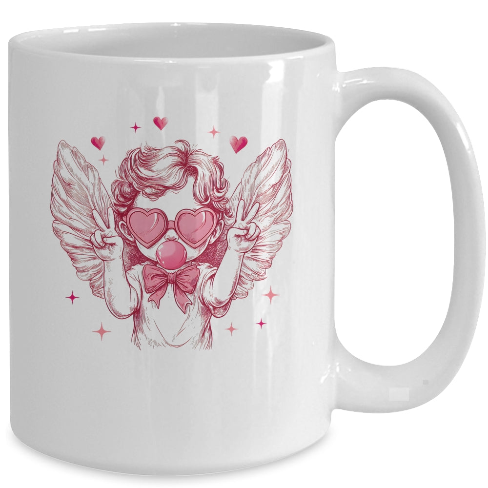 Retro Cupid Valentine Blowing Bubble Vintage Valentines Day Mug | teecentury